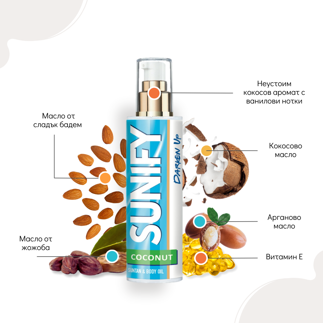 SUNIFY COCONUT натурално масло за тен за тяло и лице 200ml